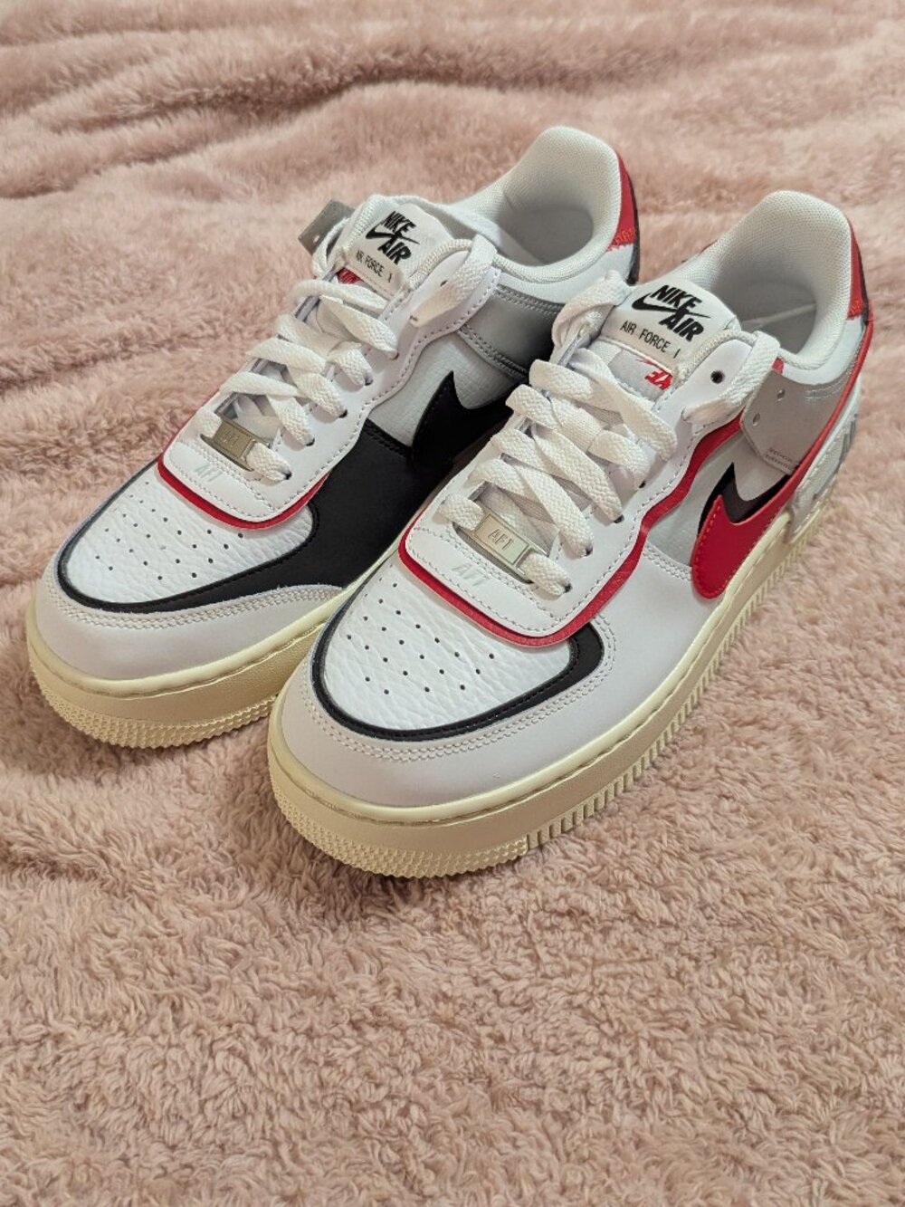 Nike Air Force 1 Shadow - White / Silver / Gym Red (Women's 8.5)